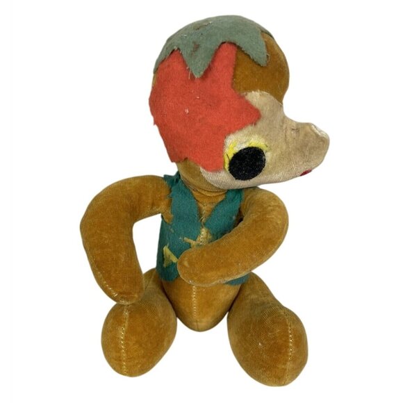 Vintage Squirrel Plush Stuffed Animal Toy Antique Stars On Head Vest Jointed - Picture 2 of 9